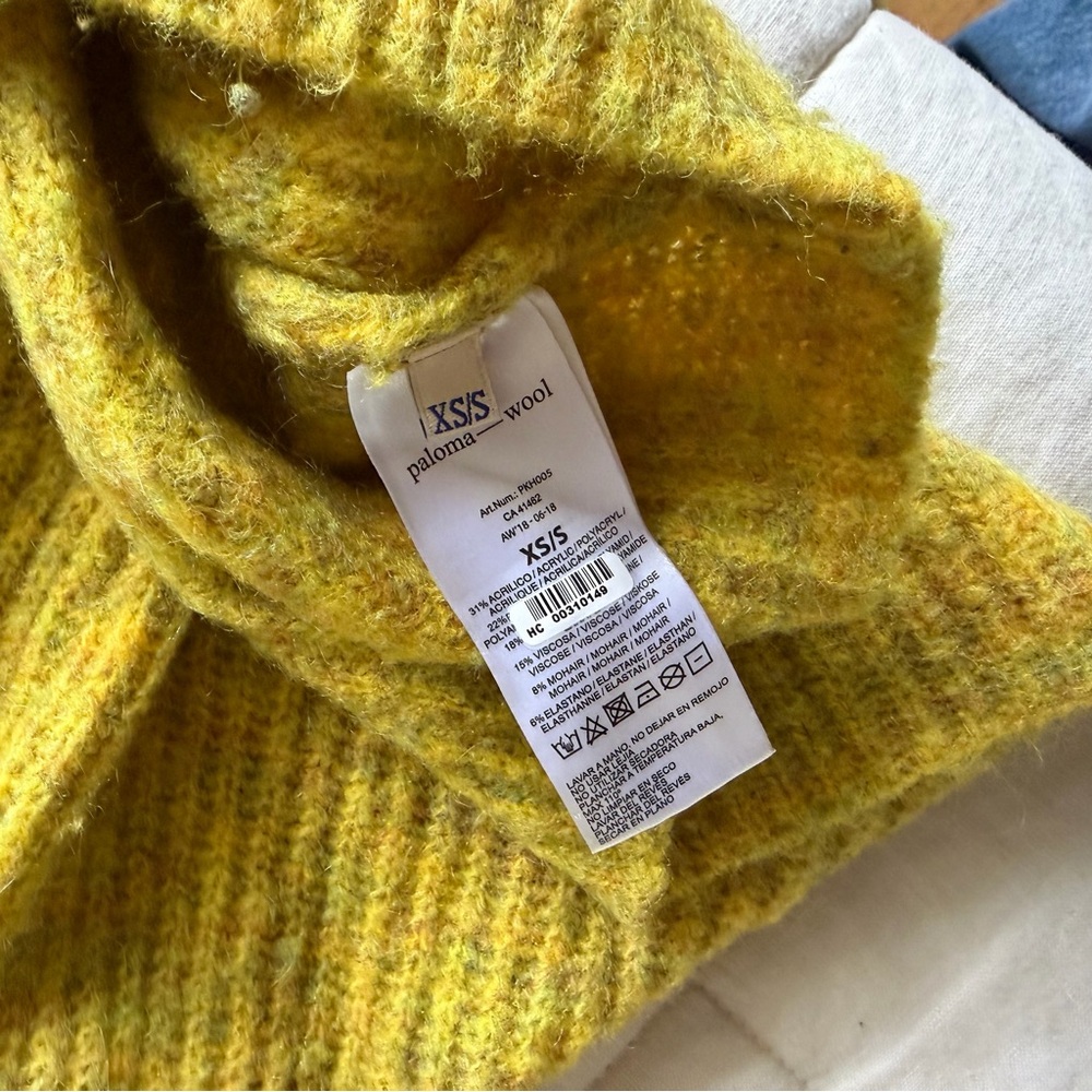 Paloma Wool Yellow Cropped Ribbed Turtleneck Sweater - Picture 7 of 8